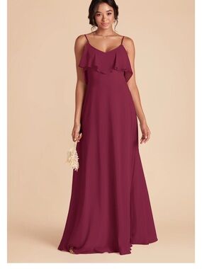 Birdy Grey Burgundy Ruffle Maxi Dress